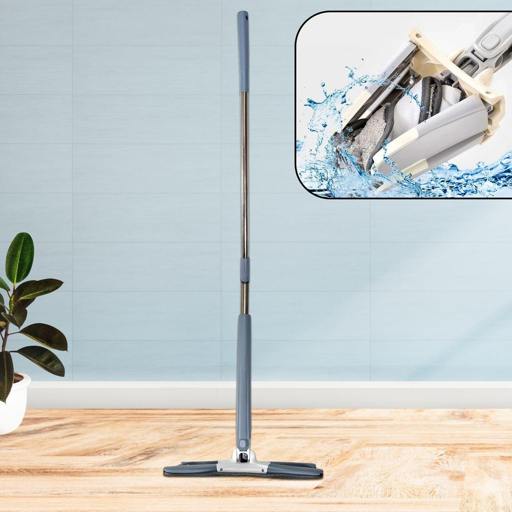 4874 X Shape Mop or Floor Cleaning Hands-Free Squeeze Microfiber Flat Mop System 360Â° Flexible Head, Wet and Dry mop for Home Kitchen with 1 Super-absorbent Microfiber Pads. DeoDap