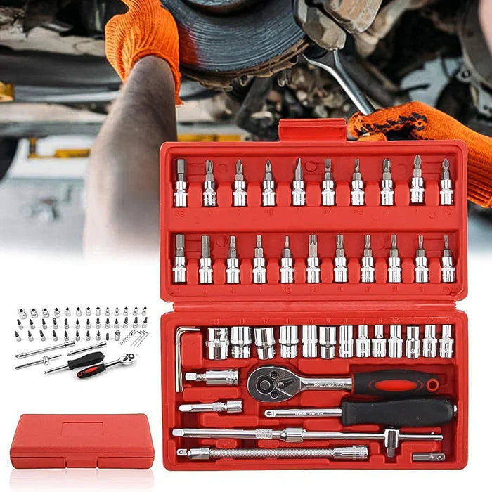 46 in 1 Pcs Tool Kit & Screwdriver set and Precision Socket Set Wrench Set Multi Purpose Combination Tool Case