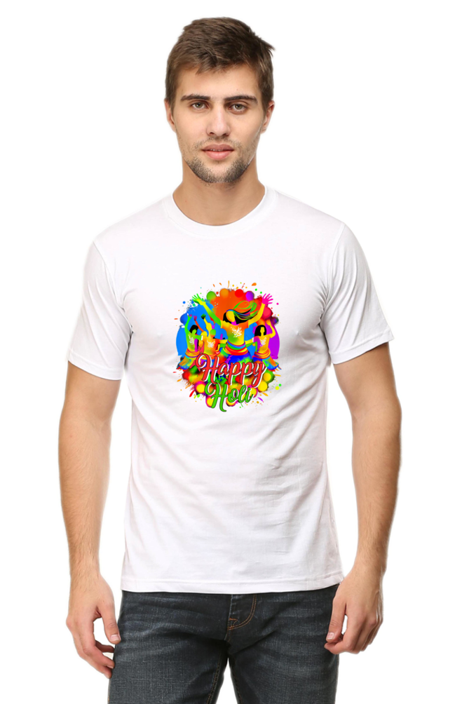 Unisex Half Sleeves T-Shirt - Happy Holi 3 - Anu & Alex