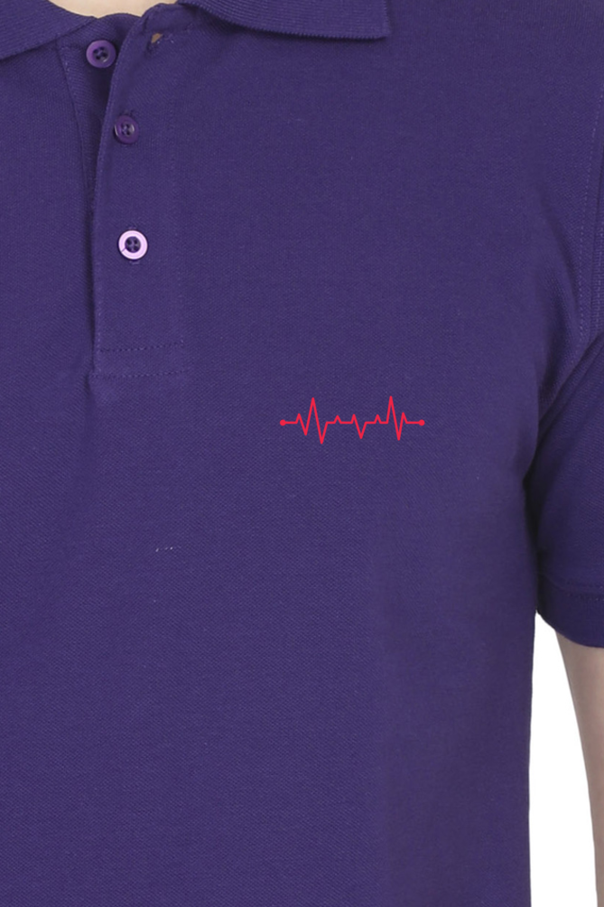 Male Polo Half Sleeve T-Shirt - Heart Beat - Anu & Alex