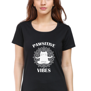 Women Round Neck Half Sleeves Classic T-Shirt - Pawsitive Vibes - Anu & Alex