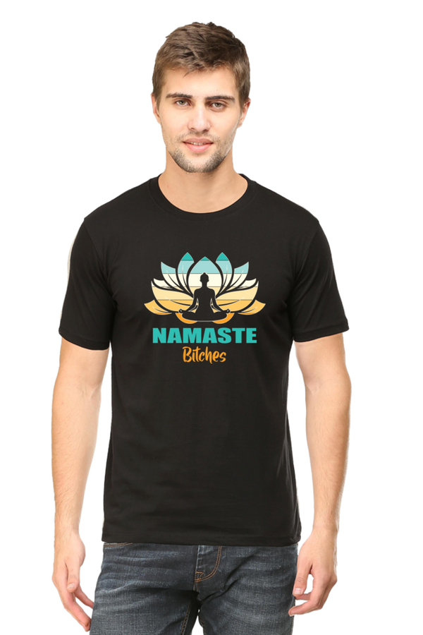 Men Half Sleeves Classic T-Shirt - Namaste-Bitches - Anu & Alex