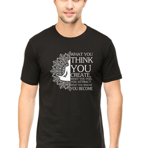 Men Half Sleeves Classic T-Shirt - Law Of Attraction Buddha - Anu & Alex