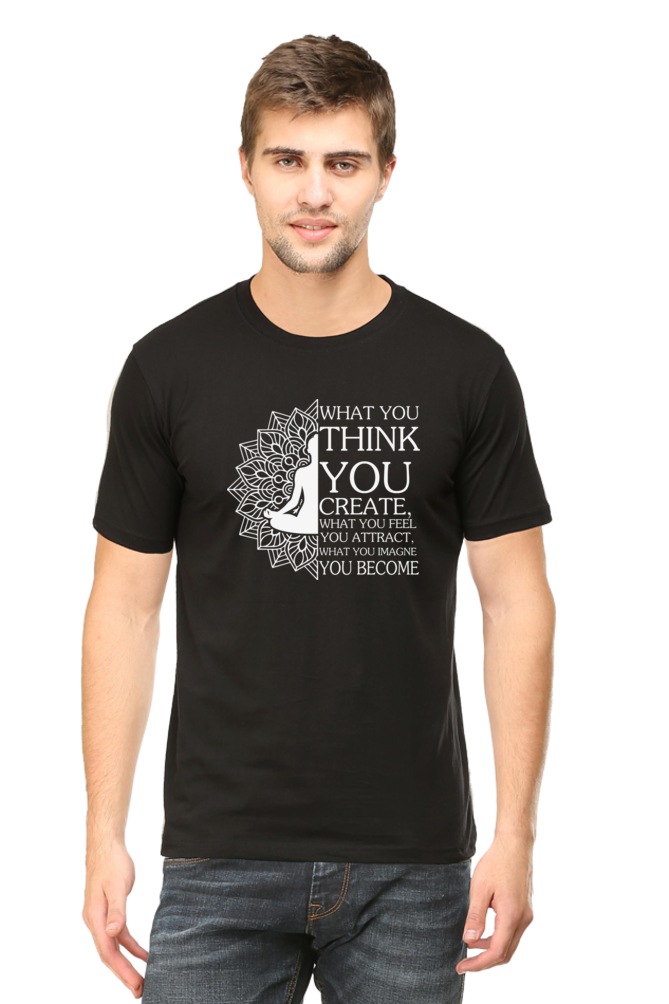 Men Half Sleeves Classic T-Shirt - Law Of Attraction Buddha - Anu & Alex