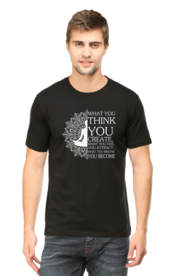 Men Half Sleeves Classic T-Shirt - Law Of Attraction Buddha - Anu & Alex