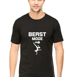 Men Half Sleeves Classic T-Shirt - Beast Mode On - Anu & Alex