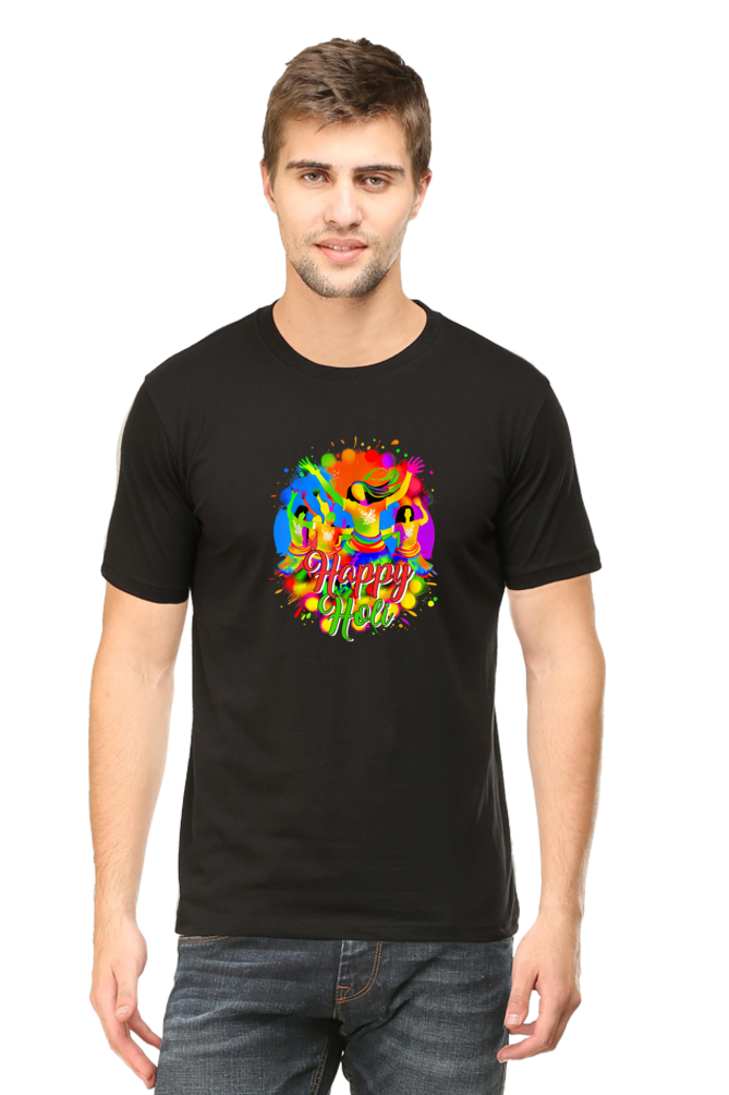 Unisex Half Sleeves T-Shirt - Happy Holi 3 - Anu & Alex