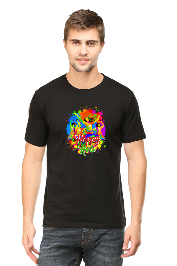 Unisex Half Sleeves T-Shirt - Happy Holi 3 - Anu & Alex