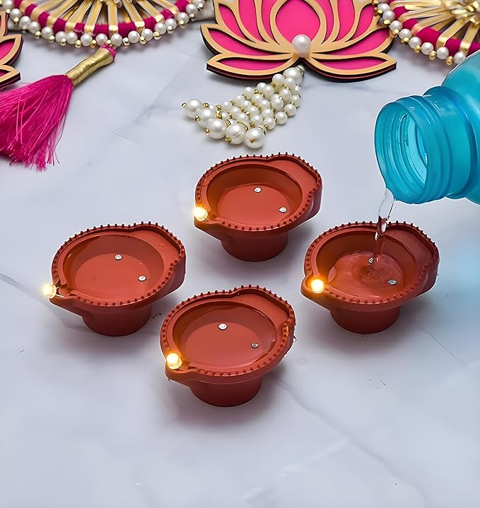 Water Sensor LED Diya for Home Diwali Decoration (Pack of 12) | Smokeless & Fireless LED Light Diyas | Warm Lights Diyas for Diwali Decoration, Festival, Balcony, Garden Home & Office