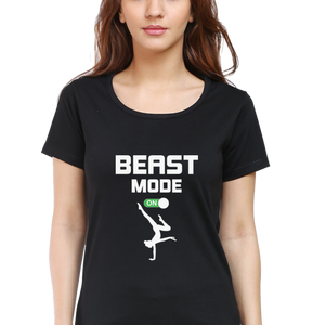 Women Round Neck Half Sleeves T-Shirt - Beast Mode On - Anu & Alex