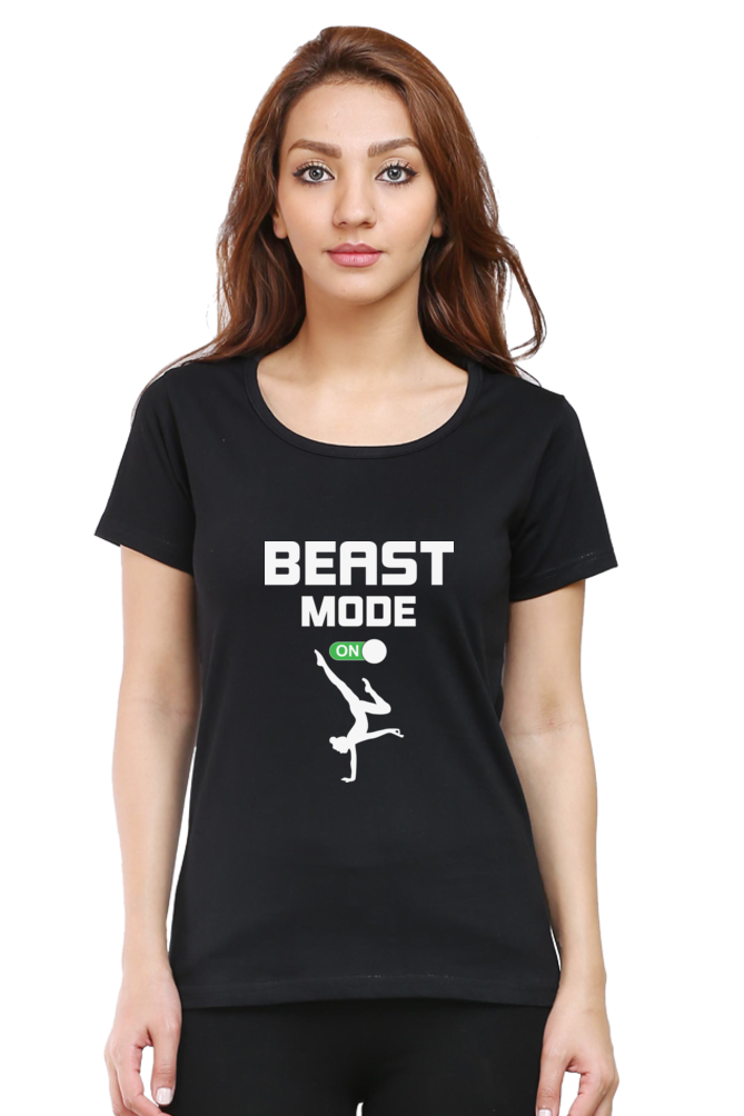 Women Round Neck Half Sleeves T-Shirt - Beast Mode On - Anu & Alex