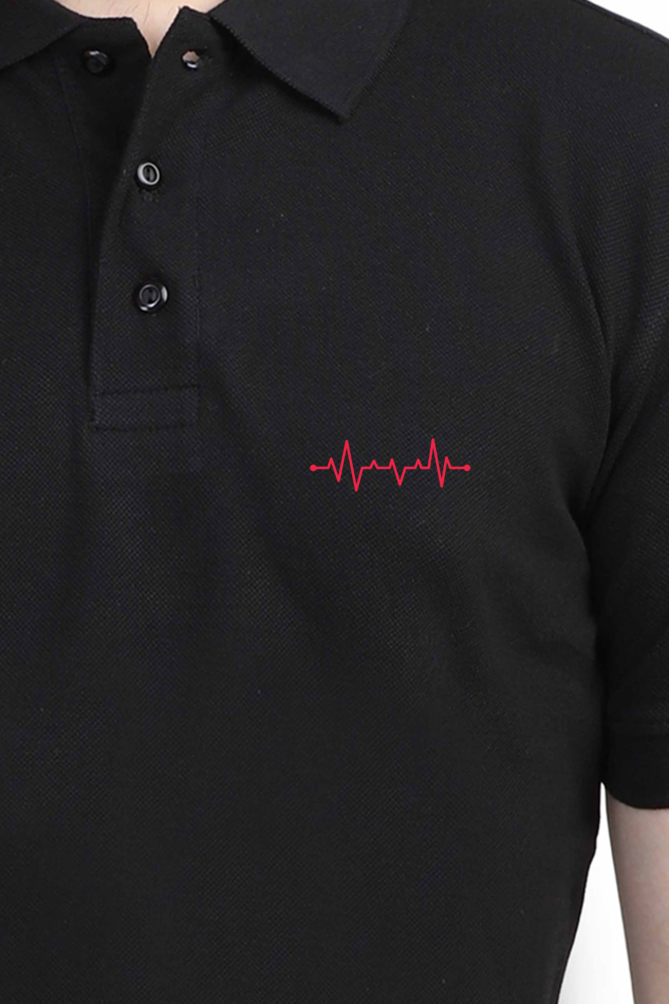 Male Polo Half Sleeve T-Shirt - Heart Beat - Anu & Alex