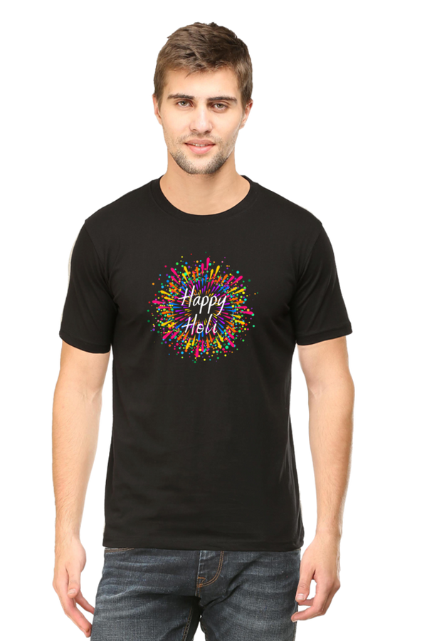 Unisex Half Sleeves T-Shirt - Happy Holi 1 - Anu & Alex