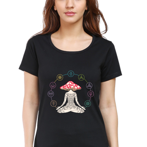 Women Round Neck Half Sleeves Classic T-Shirt - Magic Yoga Meditation - Anu & Alex