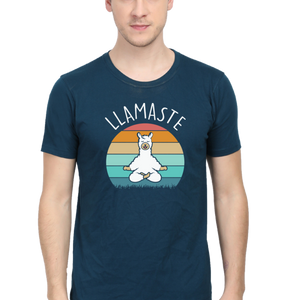 Men Half Sleeves Classic T-Shirt - Lama Yoga Pose Meditation - Anu & Alex