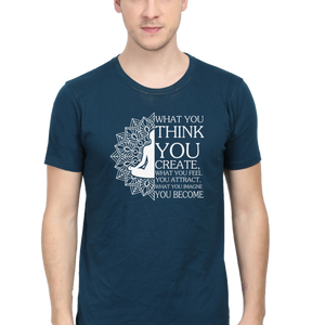 Men Half Sleeves Classic T-Shirt - Law Of Attraction Buddha - Anu & Alex