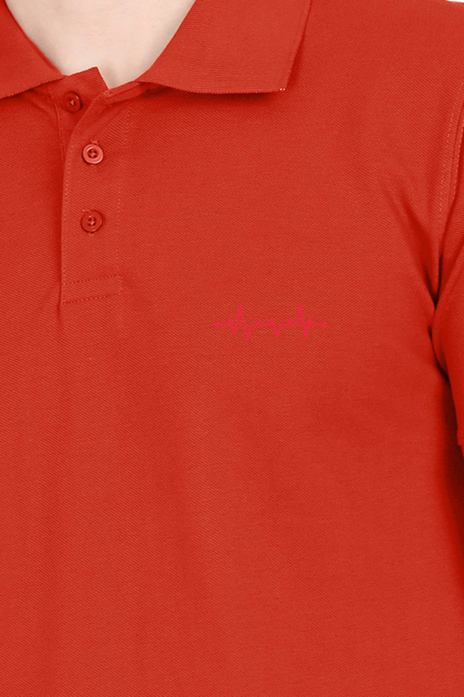 Male Polo Half Sleeve T-Shirt - Heart Beat - Anu & Alex