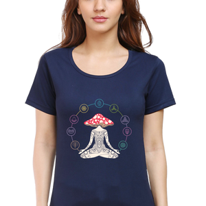 Women Round Neck Half Sleeves Classic T-Shirt - Magic Yoga Meditation - Anu & Alex