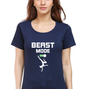 Women Round Neck Half Sleeves T-Shirt - Beast Mode On - Anu & Alex