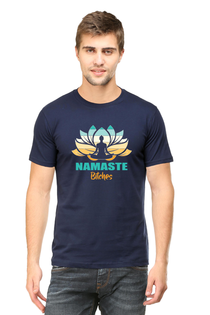 Men Half Sleeves Classic T-Shirt - Namaste-Bitches - Anu & Alex