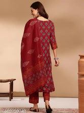 Women Red Floral Printed Kurta and Pant set with Dupatta