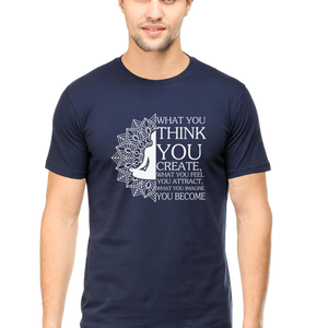 Men Half Sleeves Classic T-Shirt - Law Of Attraction Buddha - Anu & Alex