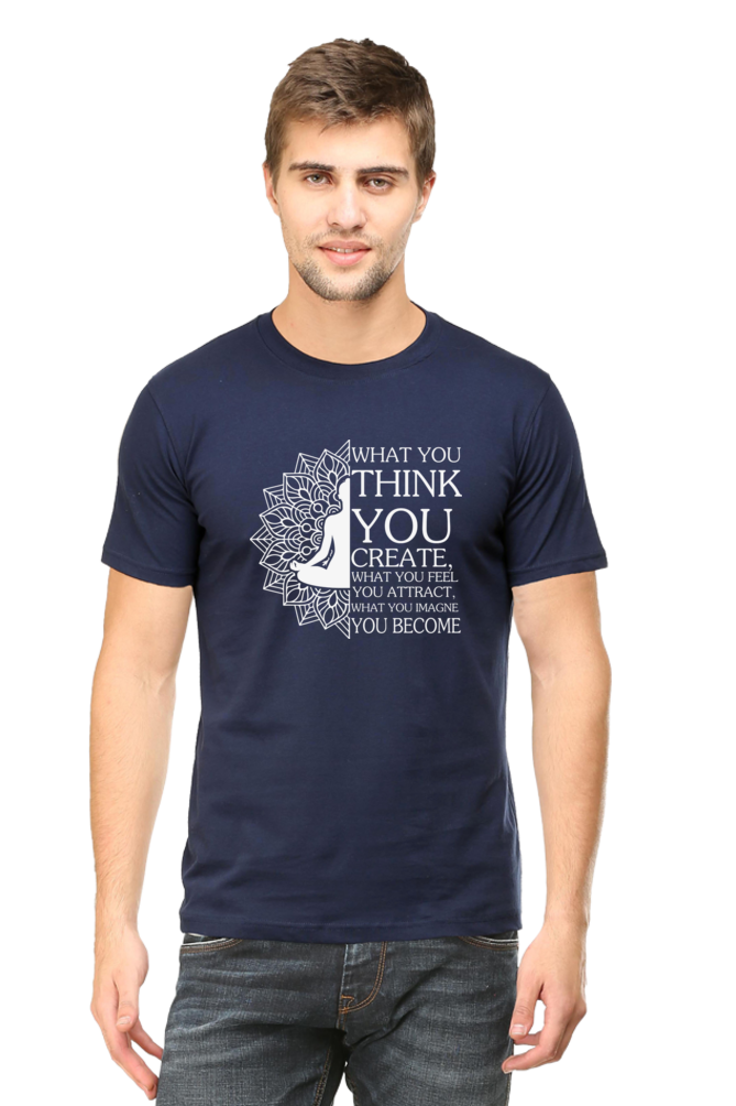 Men Half Sleeves Classic T-Shirt - Law Of Attraction Buddha - Anu & Alex