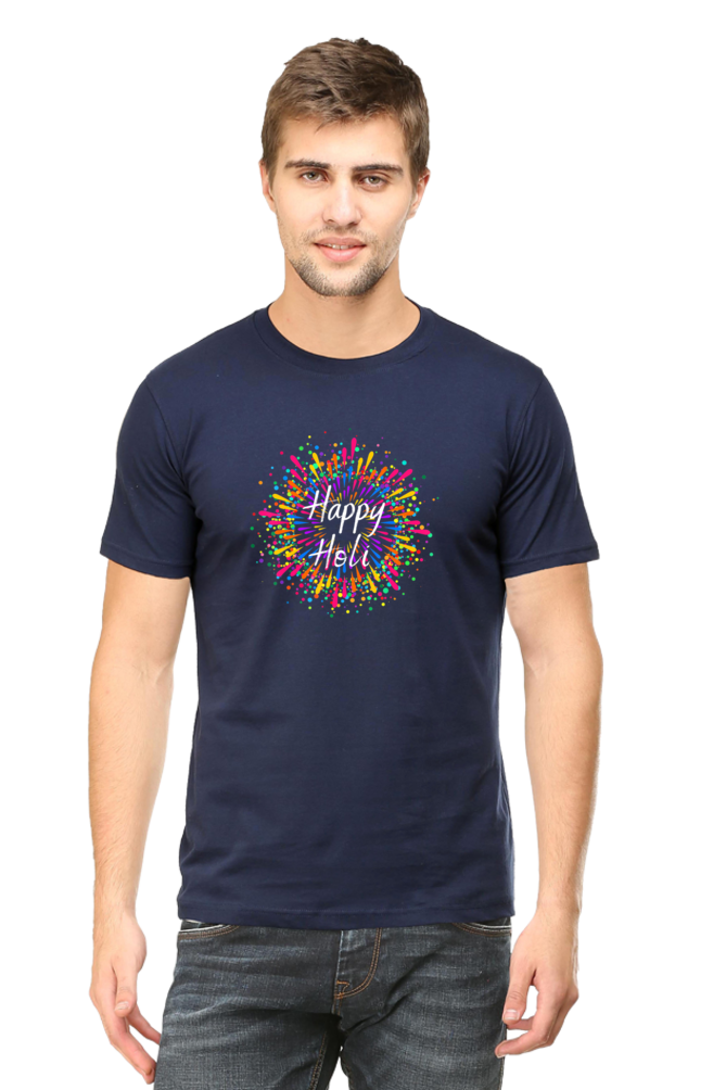 Unisex Half Sleeves T-Shirt - Happy Holi 1 - Anu & Alex