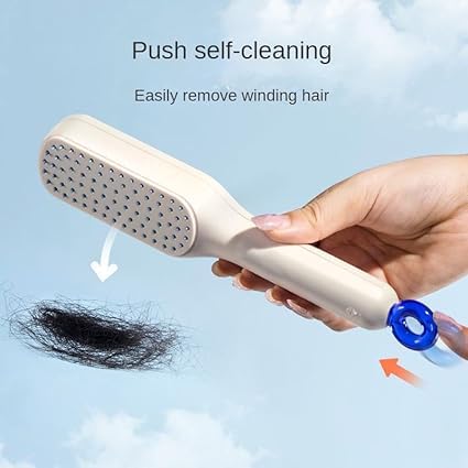 Self-Cleaning Hairbrush, Self-Cleaning Anti-Static Detangling Massage Comb, One-pull Clean Scalable Rotate Lifting Self Cleaning Hairbrush Hair Styling Tools
