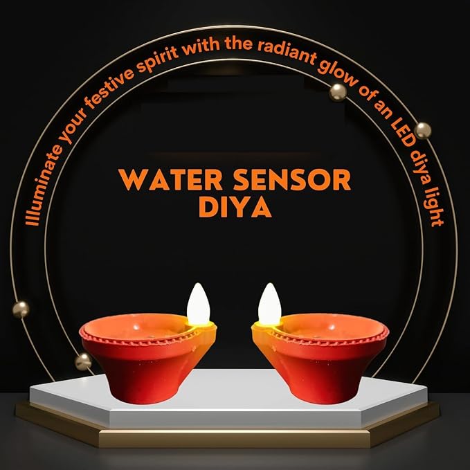 Water Sensor LED Diya for Home Diwali Decoration (Pack of 12) | Smokeless & Fireless LED Light Diyas | Warm Lights Diyas for Diwali Decoration, Festival, Balcony, Garden Home & Office