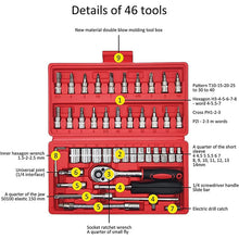 46 in 1 Pcs Tool Kit & Screwdriver set and Precision Socket Set Wrench Set Multi Purpose Combination Tool Case