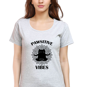 Women Round Neck Half Sleeves T-Shirt - Pawsitive Vibes - Anu & Alex