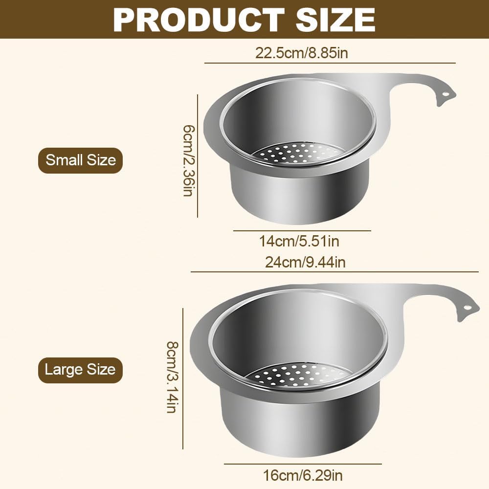 Stainless Steel Swan Sink Strainer Basket, Multifunction Wet & Dry Waste Filter Basket, Kitchen Sink Food Waste Filter for Filtering Kitchen Waste