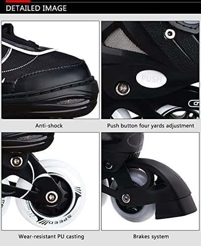 Adjustable Size Inline Skates with LED Flash Light On Wheels for Kids - Age 7 to14 Years (Multicolour - Multidesign, Multicolour-Multidesign, Unisex-Baby)