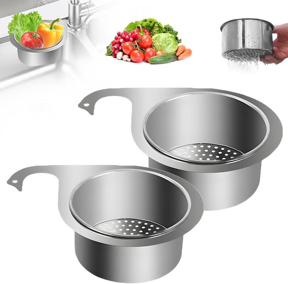 Stainless Steel Swan Sink Strainer Basket, Multifunction Wet & Dry Waste Filter Basket, Kitchen Sink Food Waste Filter for Filtering Kitchen Waste