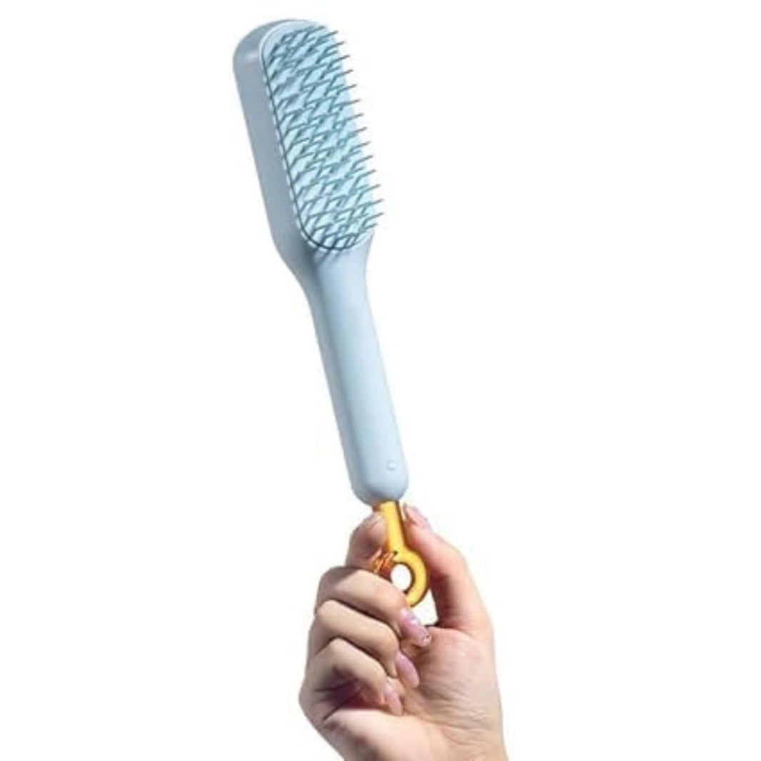 Self-Cleaning Hairbrush, Self-Cleaning Anti-Static Detangling Massage Comb, One-pull Clean Scalable Rotate Lifting Self Cleaning Hairbrush Hair Styling Tools