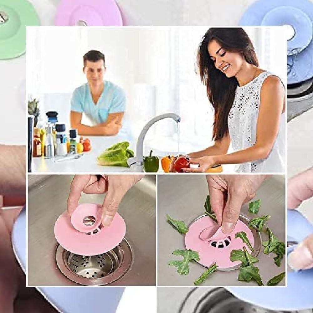 Silicone Household Kitchen Sink Strainer (Random Color) (Pack of 3) - Anu & Alex