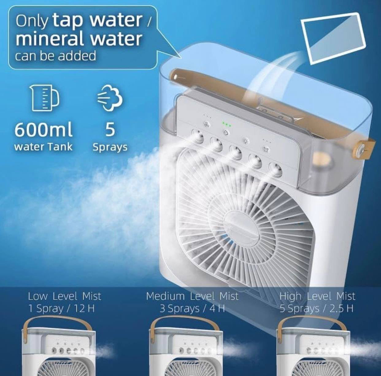 Portable Air Conditioner Fan 7 Color Changing Light (Big / 1 Pc)