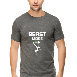 Men Half Sleeves Classic T-Shirt - Beast Mode On - Anu & Alex