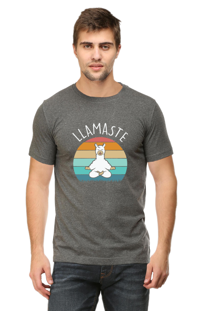 Men Half Sleeves Classic T-Shirt - Lama Yoga Pose Meditation - Anu & Alex