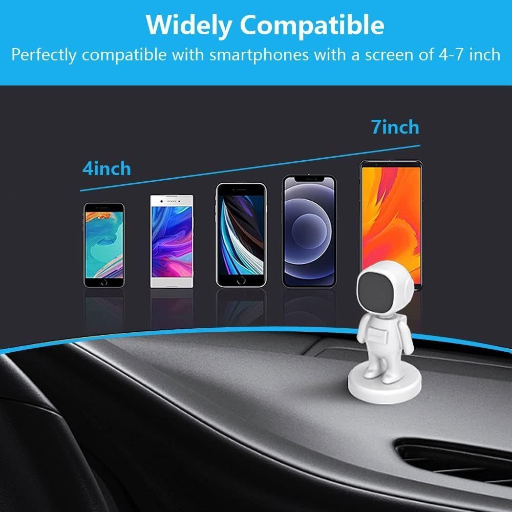 Magnetic Mobile Astronaut Holder - Astronaut Shaped Strong Magnetic Attraction 360° Rotating Mobile Holder, Compatible with All Smart Phones (White)