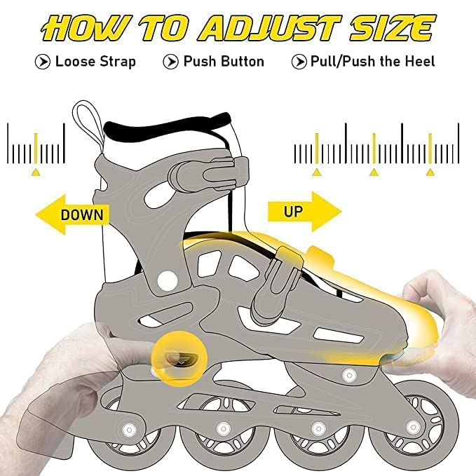 Adjustable Size Inline Skates with LED Flash Light On Wheels for Kids - Age 7 to14 Years (Multicolour - Multidesign, Multicolour-Multidesign, Unisex-Baby)