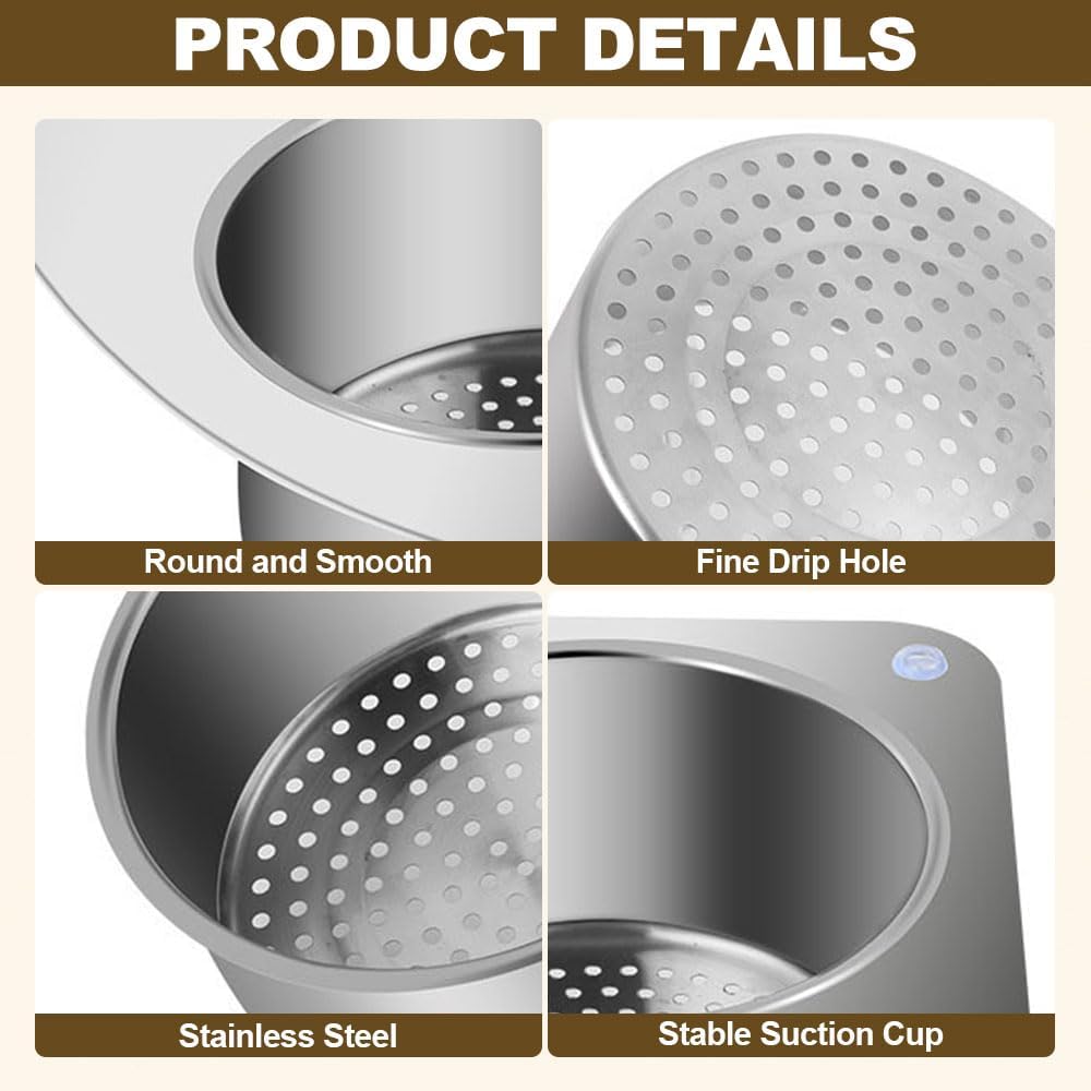 Stainless Steel Swan Sink Strainer Basket, Multifunction Wet & Dry Waste Filter Basket, Kitchen Sink Food Waste Filter for Filtering Kitchen Waste