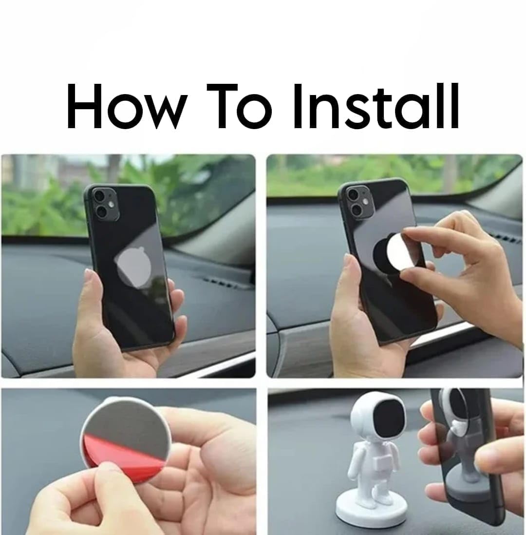 Magnetic Mobile Astronaut Holder - Astronaut Shaped Strong Magnetic Attraction 360° Rotating Mobile Holder, Compatible with All Smart Phones (White)