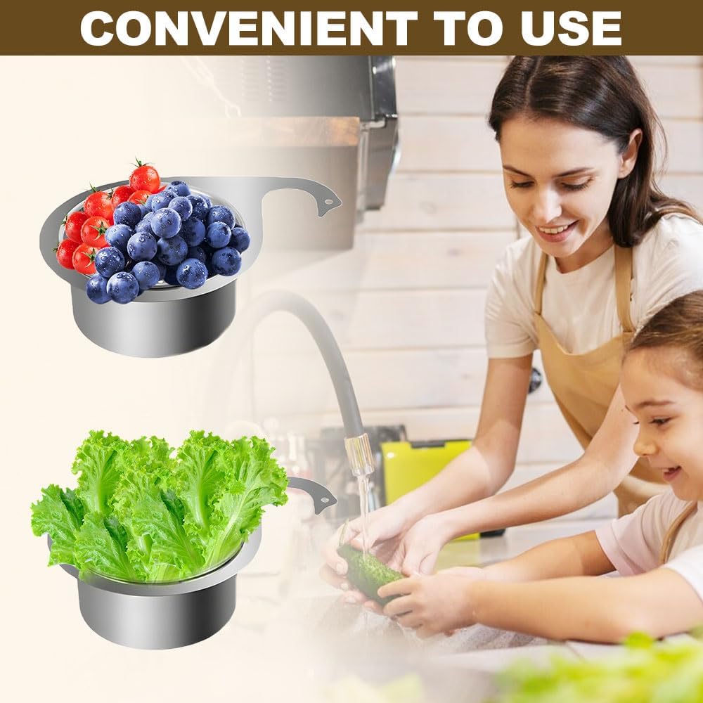 Stainless Steel Swan Sink Strainer Basket, Multifunction Wet & Dry Waste Filter Basket, Kitchen Sink Food Waste Filter for Filtering Kitchen Waste
