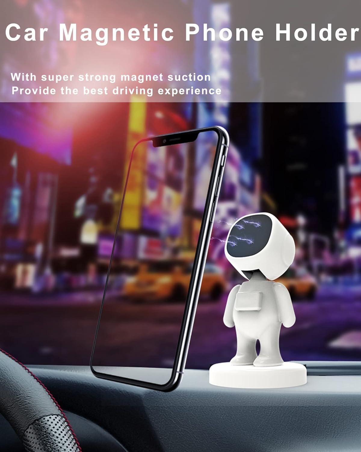 Magnetic Mobile Astronaut Holder - Astronaut Shaped Strong Magnetic Attraction 360° Rotating Mobile Holder, Compatible with All Smart Phones (White)