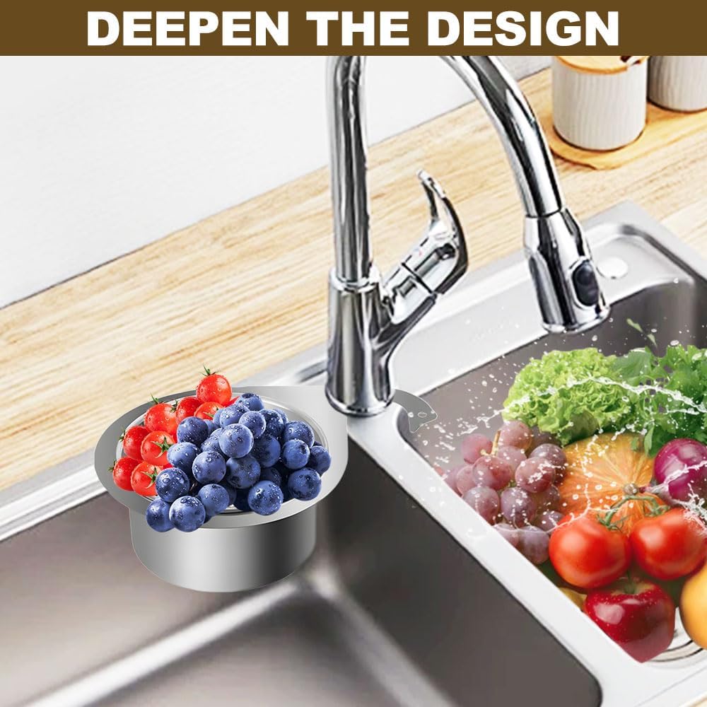 Stainless Steel Swan Sink Strainer Basket, Multifunction Wet & Dry Waste Filter Basket, Kitchen Sink Food Waste Filter for Filtering Kitchen Waste