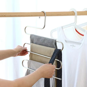 5 Layers Multi-Functional Clothes Hangers Non-Slip Pant Storage Rack Cloth Rack with Multiple Functions for Hanging and Storage