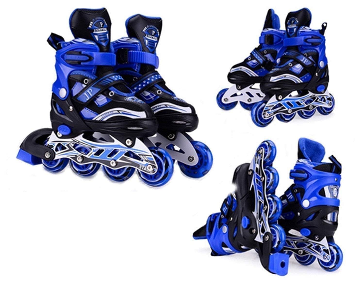 Adjustable Size Inline Skates with LED Flash Light On Wheels for Kids - Age 7 to14 Years (Multicolour - Multidesign, Multicolour-Multidesign, Unisex-Baby)
