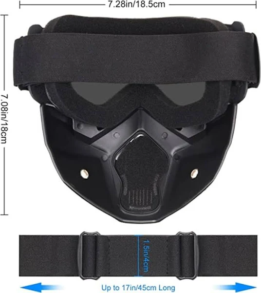 3 in 1 Bike Scoter Motorcycle Protective Goggles Bike Face Mask Bike Face Shield, Clear Visor